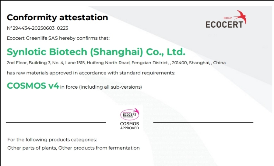 Shanghai Yunluo: Ergothione on saanud COSMOSe sertifikaadi